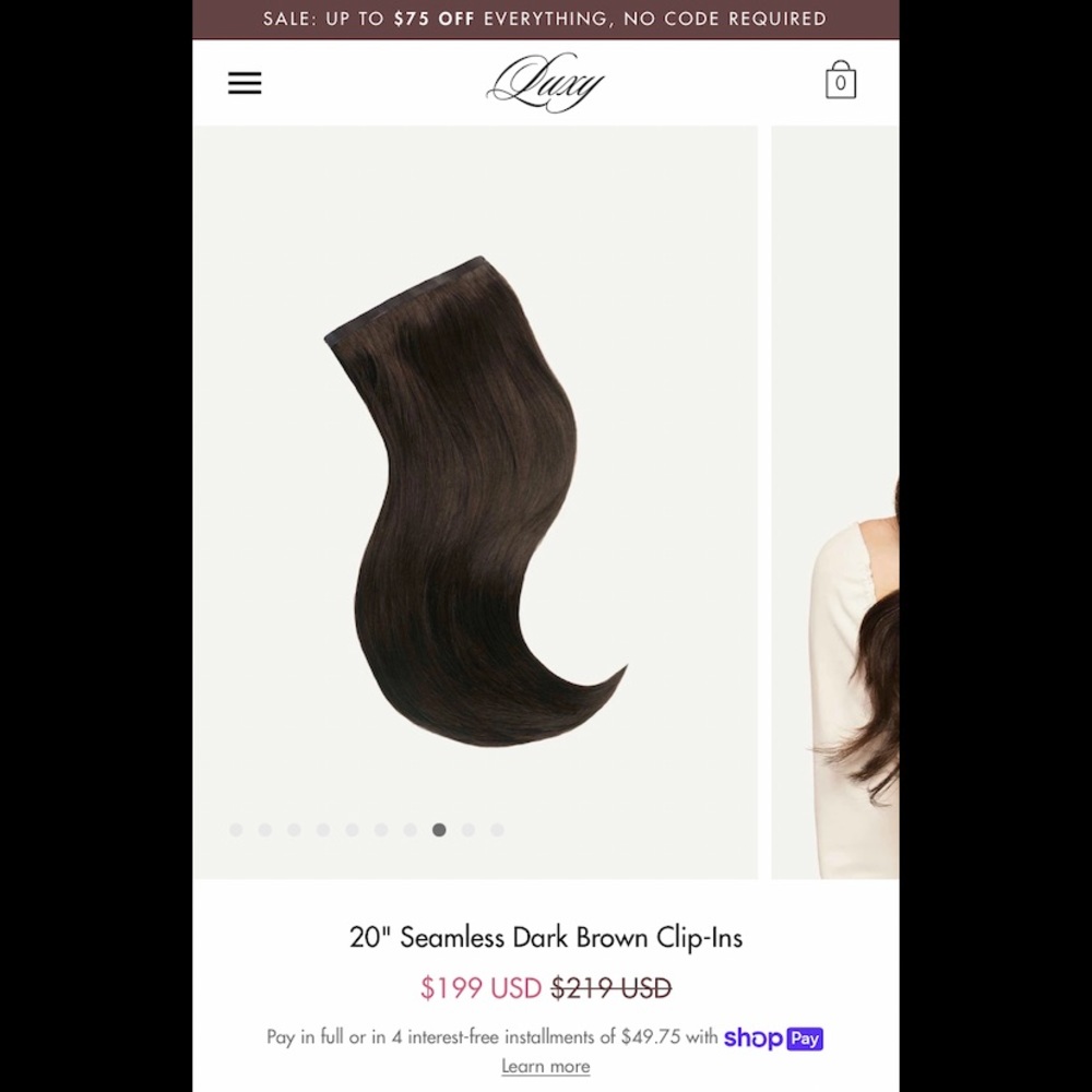 Luxy seamless dark brown clip in hair extensions 180 grams